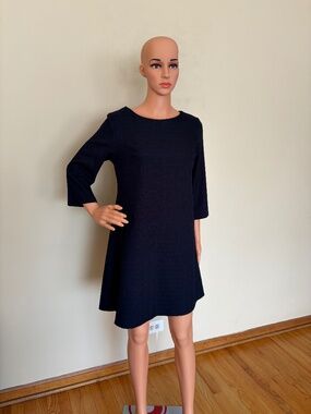 Twilight Navy Windowpane Shift Dress, Size 12